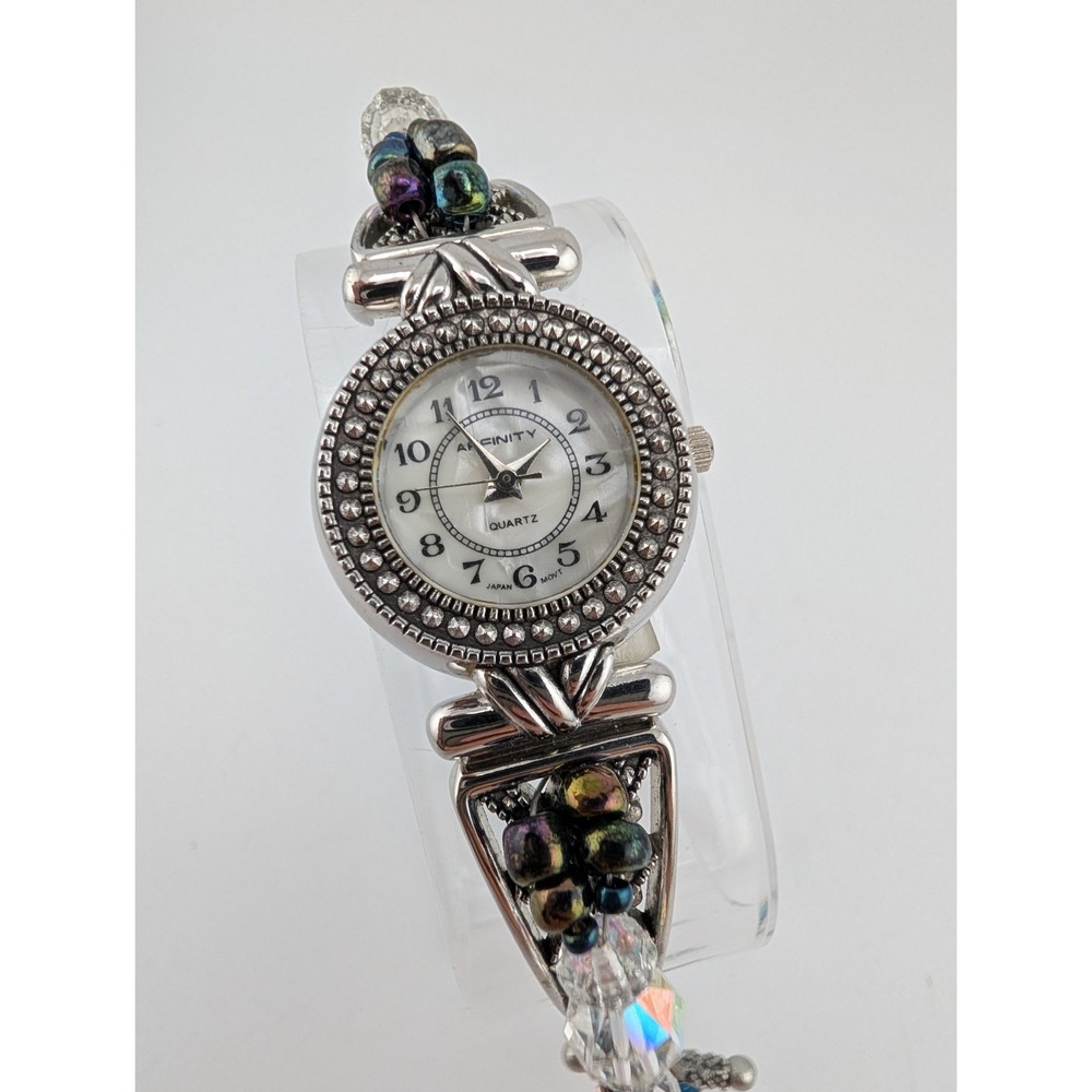 Affinity Women's Watch MOP Dial 6.5" Beaded Toggle Band- New Battery